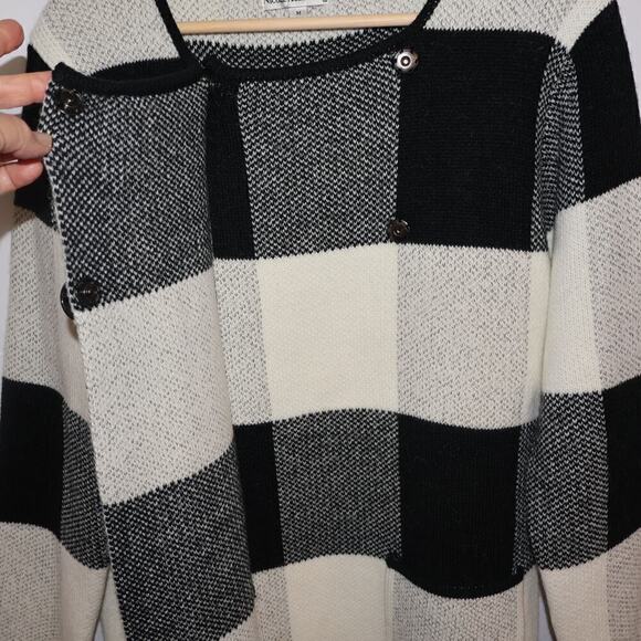 Nicole Alexander Sz M Sweater Jacket, Black White Tunic Snap closure Buttons - Picture 15 of 16